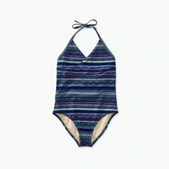 Tea Kids Printed Surplice One Piece Swimsuit - Picture 2 of 5